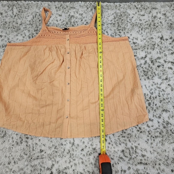 Torrid SZ 3 Peach Cotton Button Up Embroidered Crochet Tank Boxy Loose Fit - Picture 9 of 14